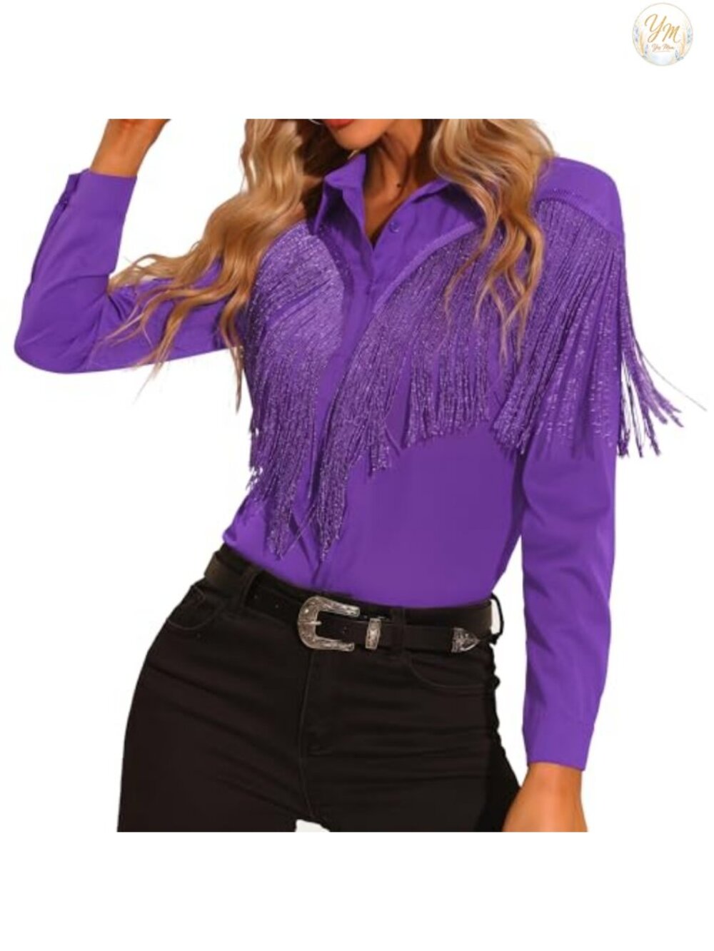Western Fringe Cowgirl Button Down Blouse